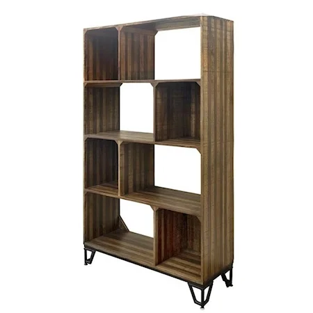 Rustic 70" Open Bookcase with Metal Legs